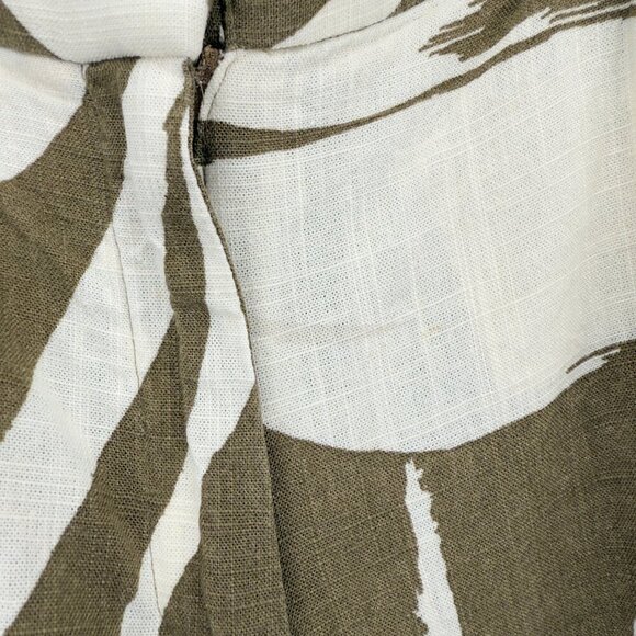 MASSIMO DUTTI Palm Tree Print Olive Green Cream Maximalist Boho Resort Shorts 6 - Picture 4 of 10